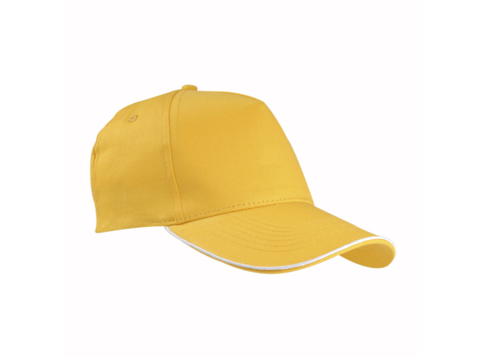 Cappellino in cotone, 5 pannelli con profilo in contrasto