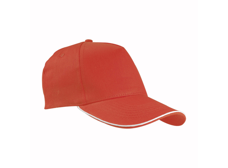 Cappellino in cotone, 5 pannelli con profilo in contrasto