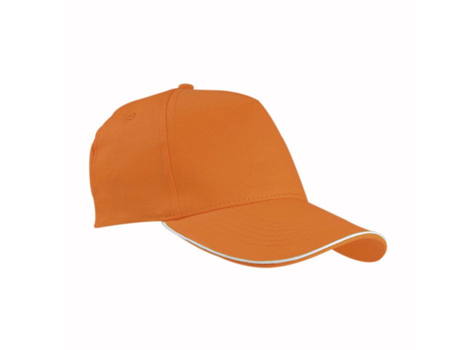 Cappellino in cotone, 5 pannelli con profilo in contrasto