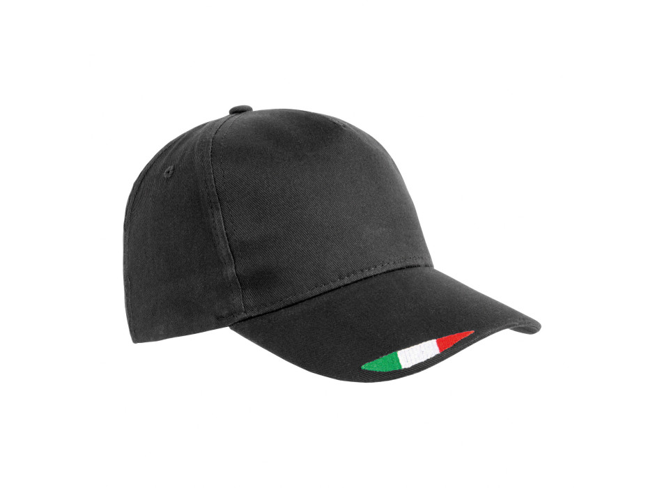Cappellino in cotone, 5 pannelli con ricamo tricolore Gheddi