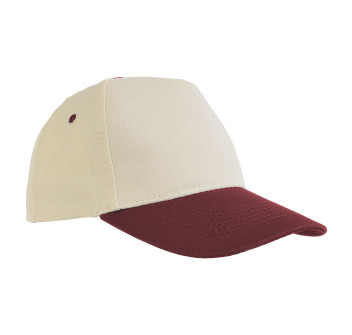 Cappellino in cotone naturale, 5 pannelli con visiera colorata Gheddi