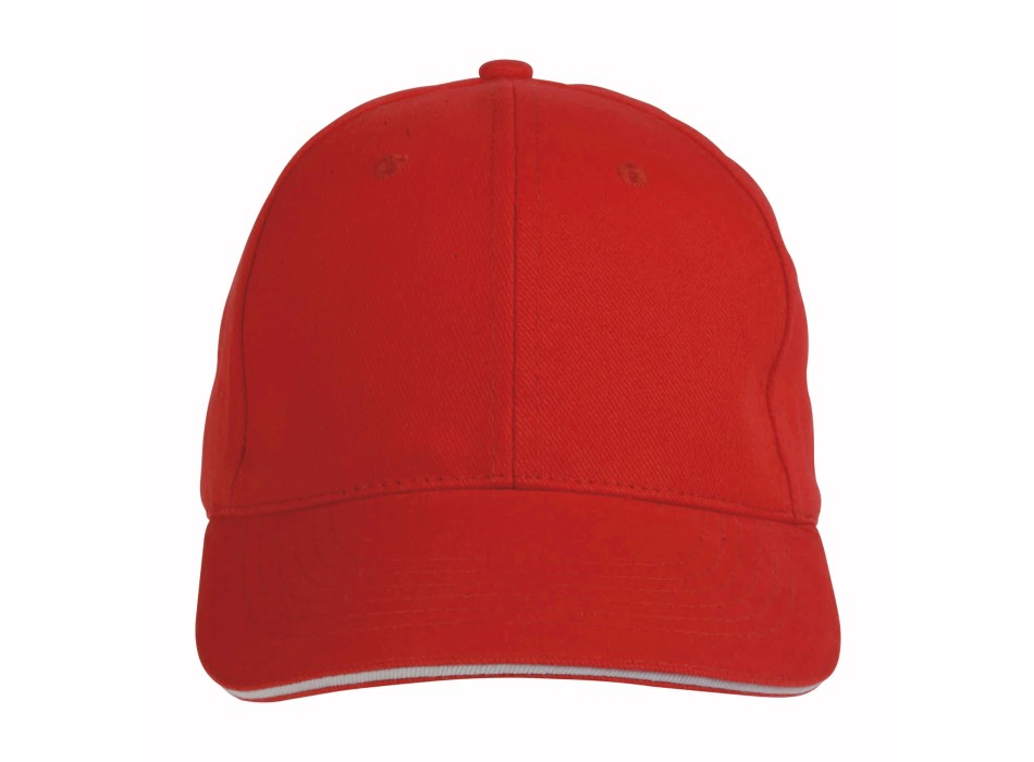 Cappellino in cotone pesante, 6 pannelli con visiera "sandwich"