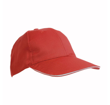 Cappellino in cotone/polyester, 6 pannelli con visiera sandwich