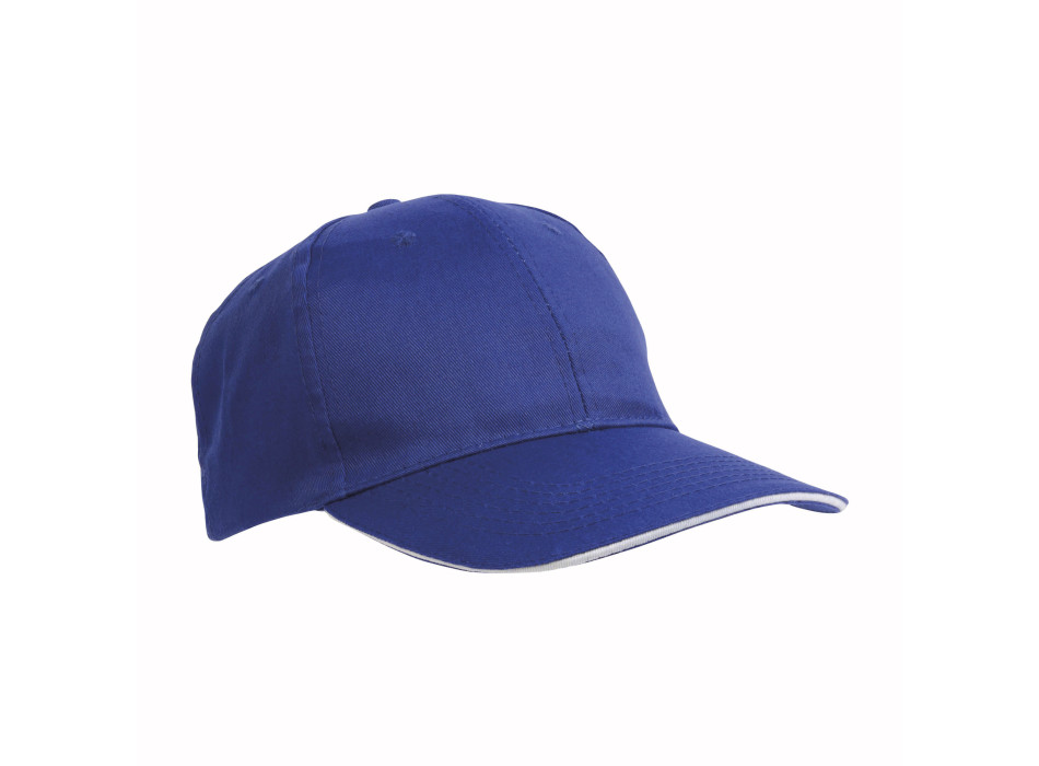 Cappellino in cotone/polyester, 6 pannelli con visiera sandwich