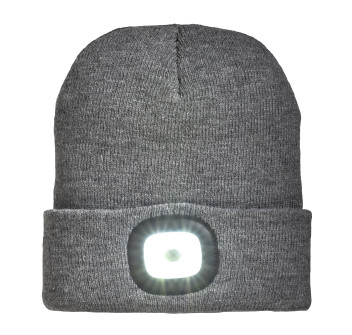 Cappellino in maglia 100% acrilico pesante con luce LED removibile e ricaricabile USB