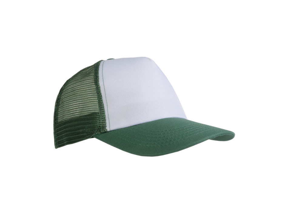 Cappellino in poliestere, 5 pannelli con calotta a rete