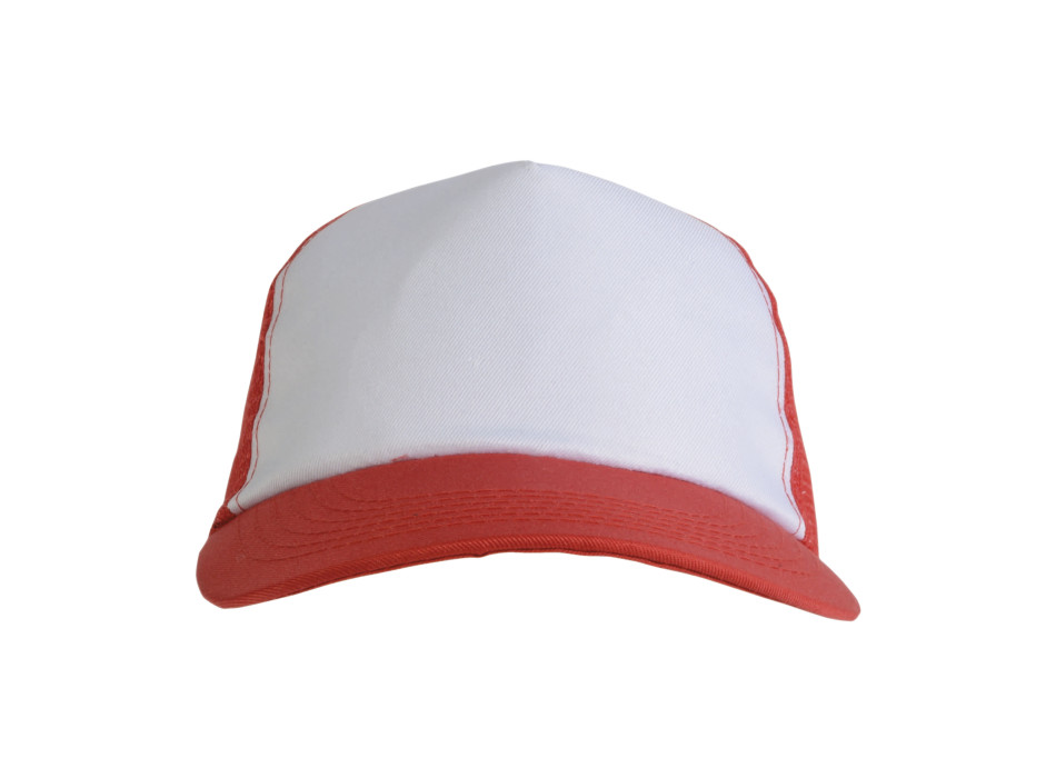 Cappellino in poliestere, 5 pannelli con calotta a rete