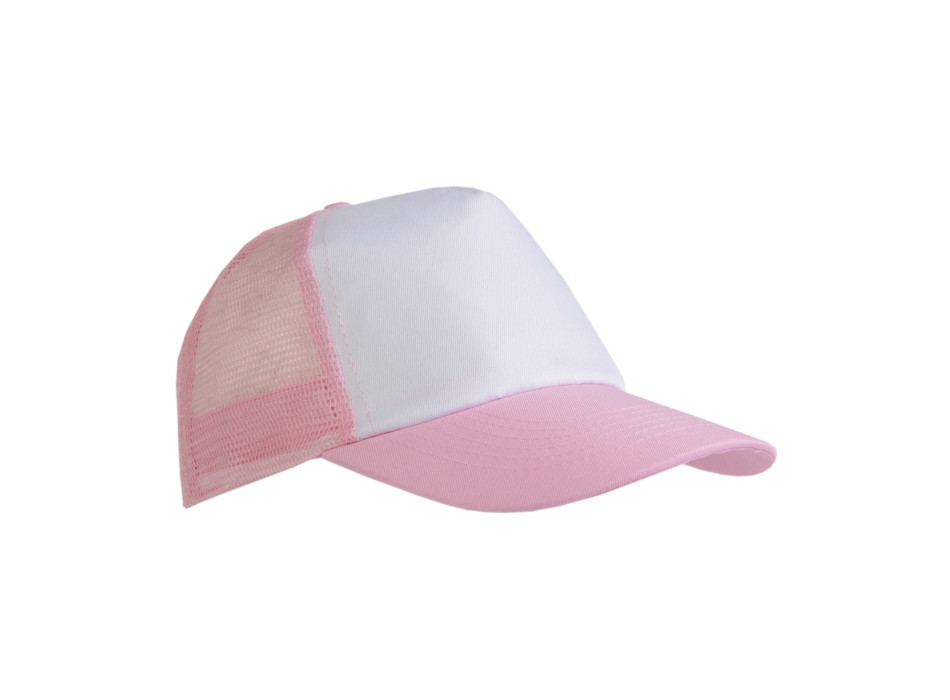 Cappellino in poliestere, 5 pannelli con calotta a rete