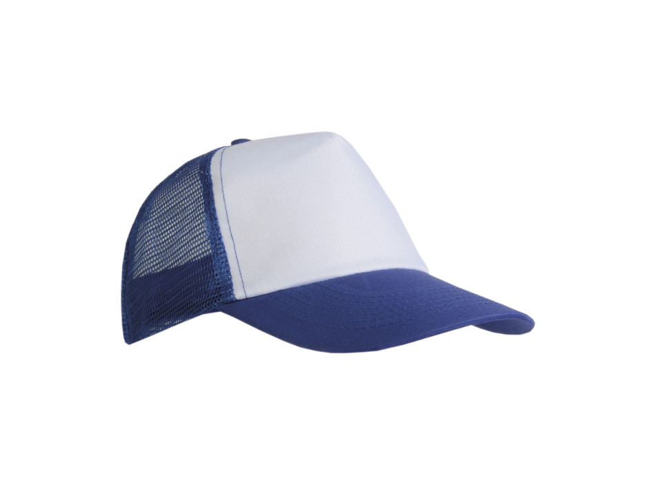 Cappellino in poliestere, 5 pannelli con calotta a rete