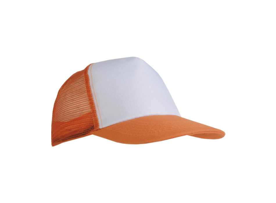 Cappellino in poliestere, 5 pannelli con calotta a rete