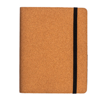 Cartella organizer in sughero con elastico A5, blocco 64 fogli