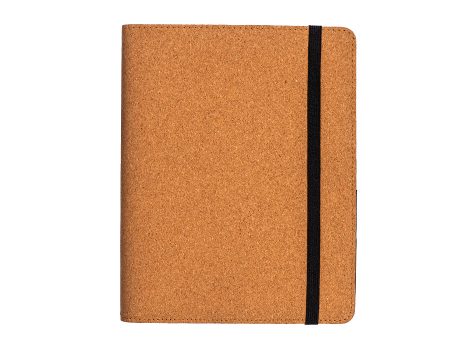 Cartella organizer in sughero con elastico A5, blocco 64 fogli