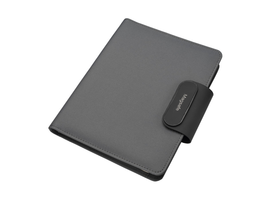 Cartella porta blocco A5 in R-PET con magnete di chiusura che si illumina personalizzabile