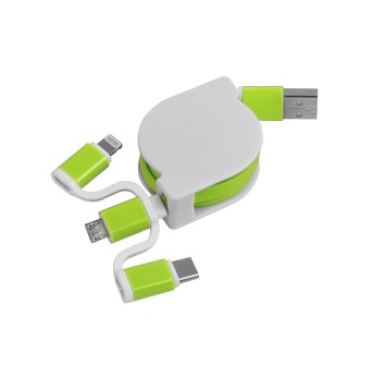 Cavo alimentazione usb-type c/lighting/microusb retrattile