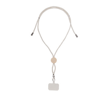 Cordino porta badge/cellulare in cotone con tag per personalizzazione e inserto in bambù