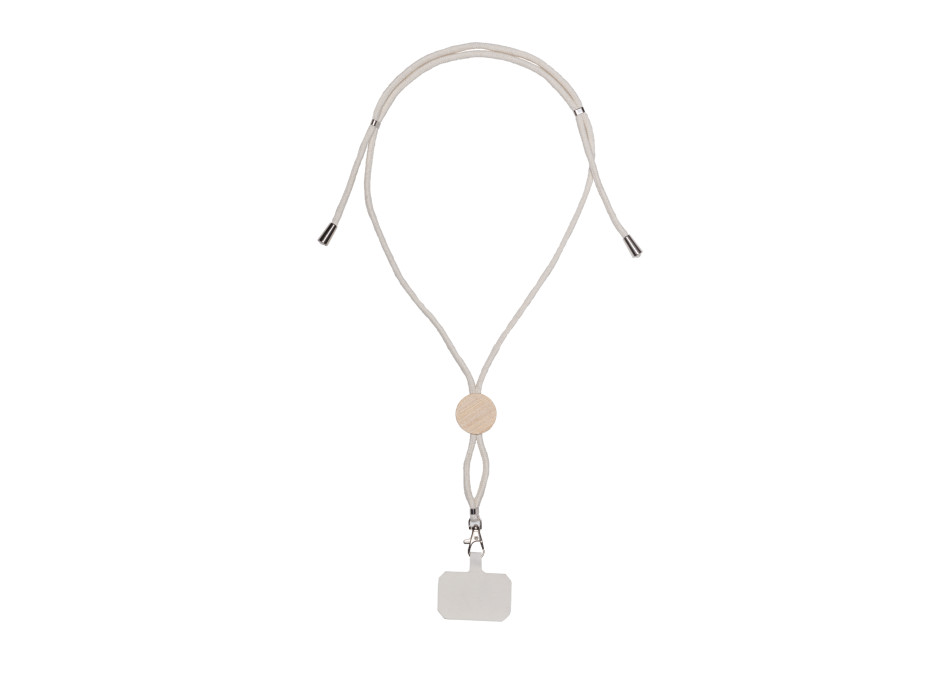 Cordino porta badge/cellulare in cotone con tag per personalizzazione e inserto in bambù Gheddi