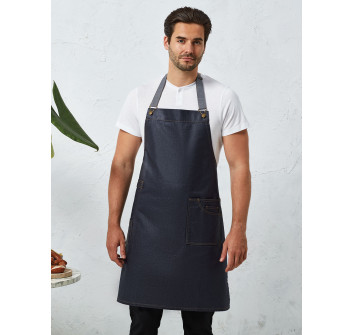 District Waxed Look Denim Bib Apron