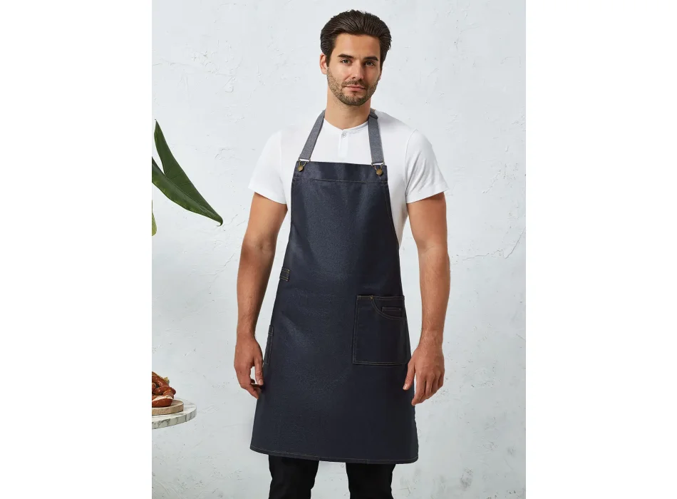 District Waxed Look Denim Bib Apron Gheddi