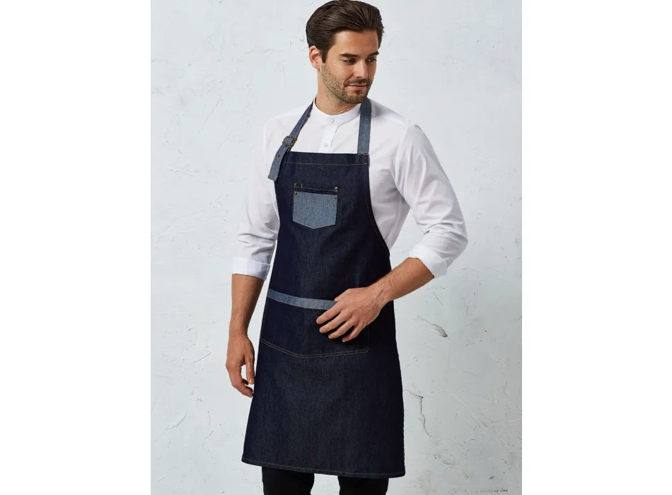 Domain Contrast Denim Bib Apron Gheddi