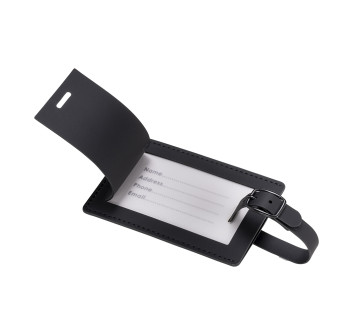 Etichetta per bagagli in soft PU. Con cartoncino interno per nome e dati di contatto Gheddi