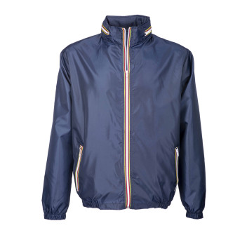 Giacca impermeabile in poliestere con cappuccio a scomparsa, 2 tasche frontali, richi