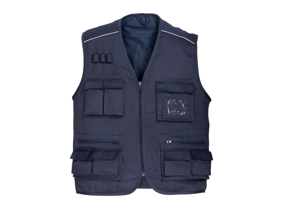 Gilet multi tasche in polycotton, chiusura a zip, 5 tasche frontali