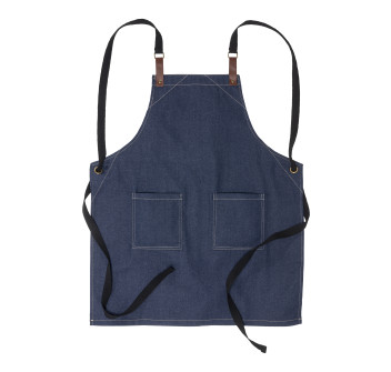 Grembiule da cucina regolabile  in cotone denim con 2 tasche frontali.