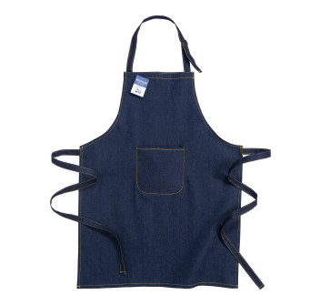 Grembiule in tessuto denim riciciclato con tasca frontale