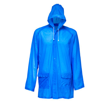 Impermeabile in PVC goffrato, con cappuccio e 2 tasche frontali, inserito in bustina