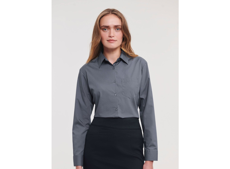 Ladies' Long Sleeve PolyCotton Poplin Shirt