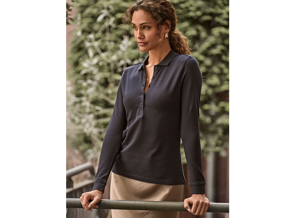 Ladies Luxury Stretch Long Sleeve Polo Gheddi