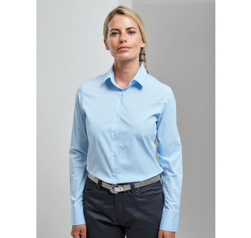 Ladies' Stretch Fit Cotton Poplin Long Sleeve Shirt Gheddi