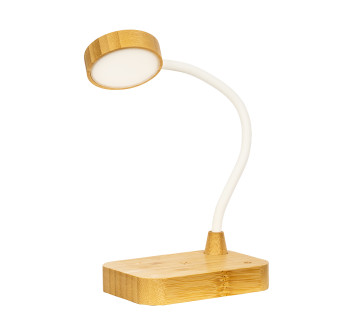 Lampada multifunzione in bambù con caricatore wireless da 15W