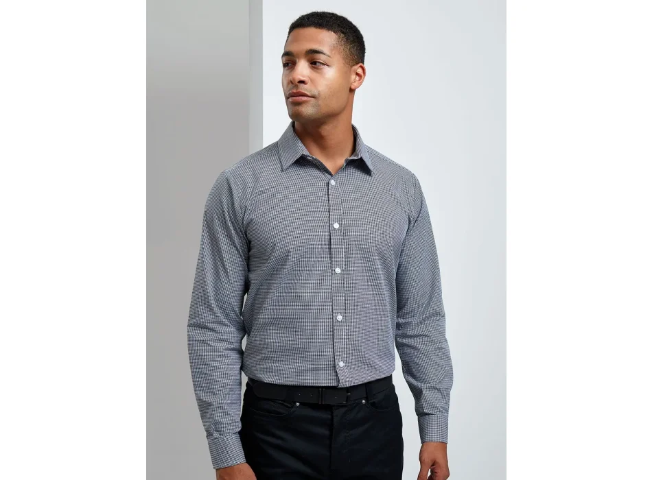 Men's Long Sleeve Microcheck Gingham Shirt Gheddi
