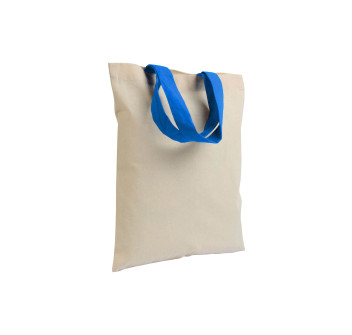Mini borsa shopper in cotone riciclato da 140 g/m2 naturale con manici colorati