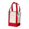 Mini borsa shopper in cotone riciclato da 340 g/m2 con manici e base colorati. GRS