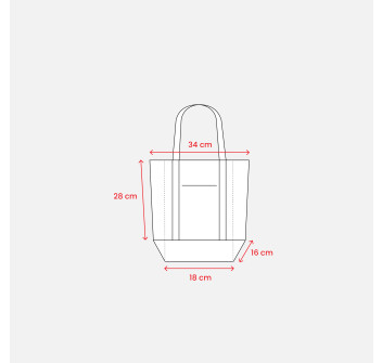 Mini borsa shopper in cotone riciclato da 340 g/m2 con manici e base colorati. GRS