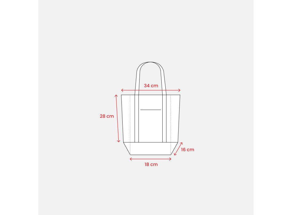 Mini borsa shopper in cotone riciclato da 340 g/m2 con manici e base colorati. GRS