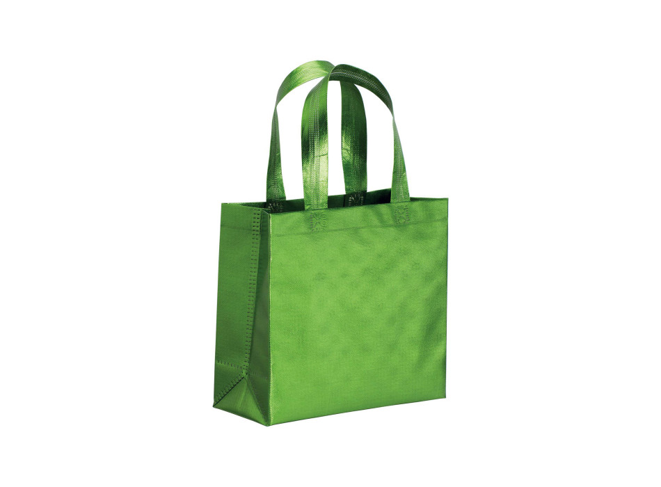 Mini shopper in TNT laminato metallizzata, manici corti e soffietto