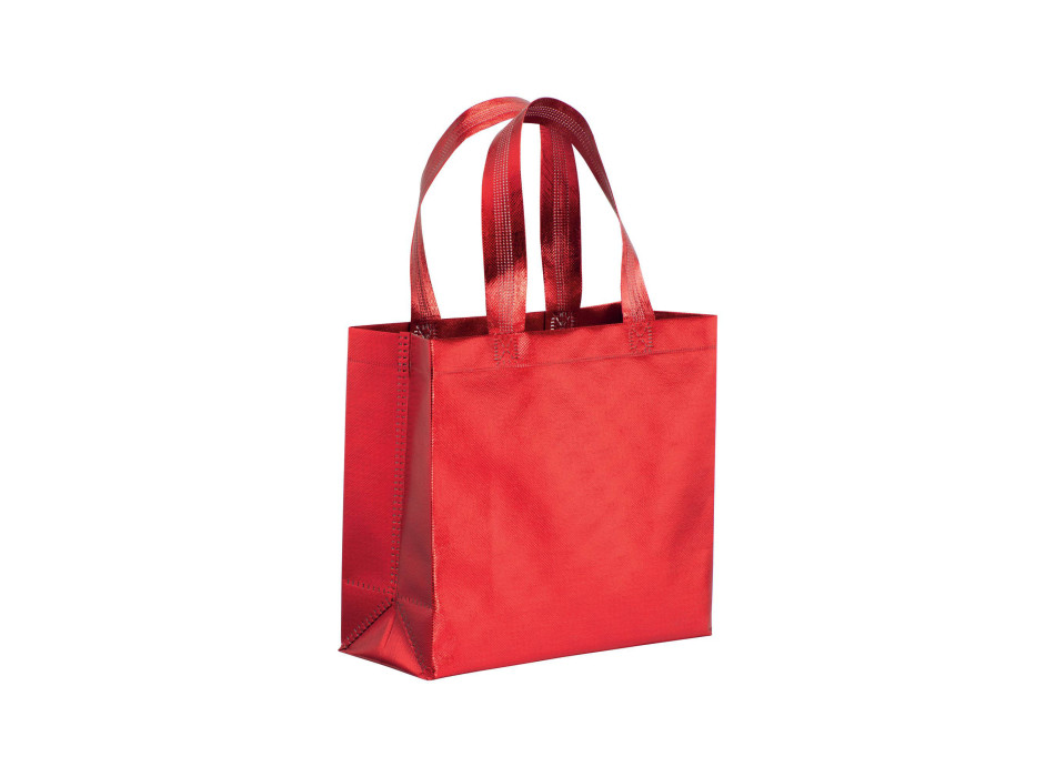Mini shopper in TNT laminato metallizzata, manici corti e soffietto