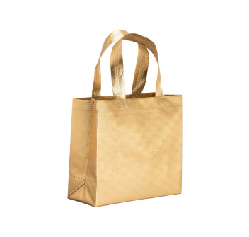 Mini shopper in TNT laminato metallizzata, manici corti e soffietto