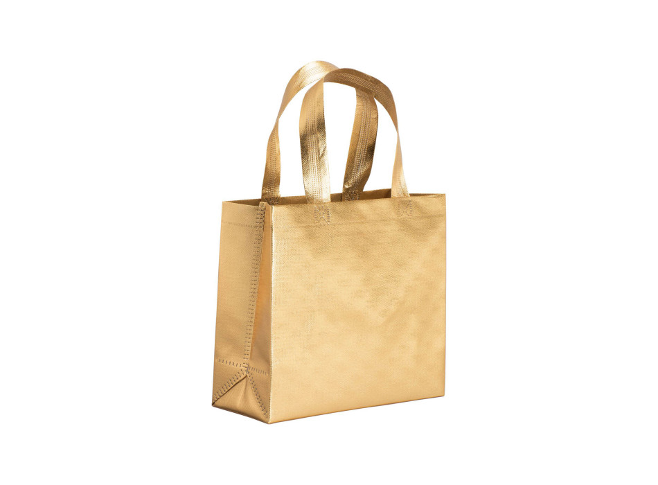 Mini shopper in TNT laminato metallizzata, manici corti e soffietto