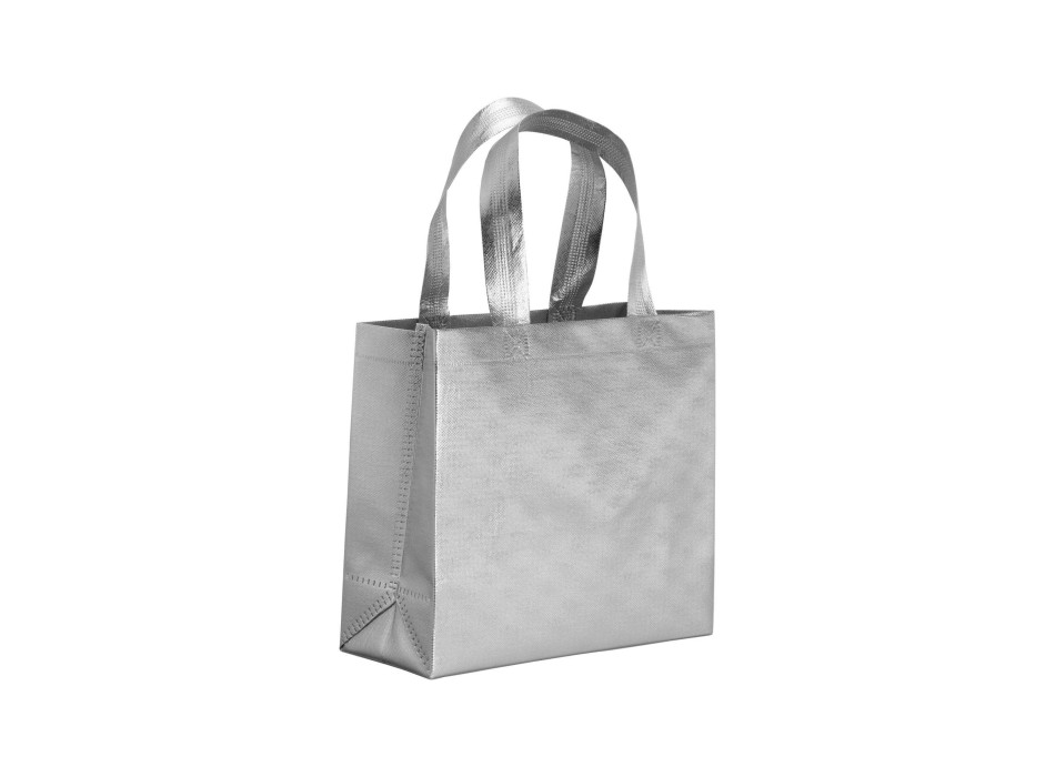 Mini shopper in TNT laminato metallizzata, manici corti e soffietto