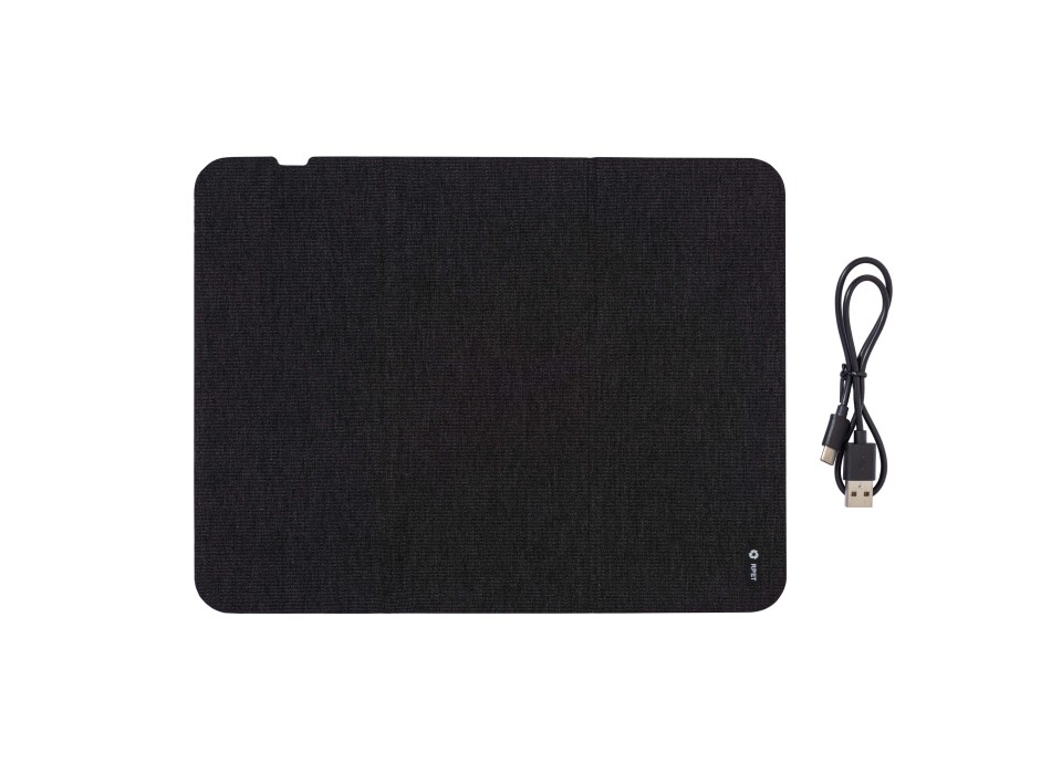 Mousepad e supporto per cellulare in r-pet, con caricabatterie wireless