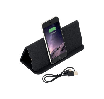 Mousepad e supporto per cellulare in R-PET, con caricabatterie wireless