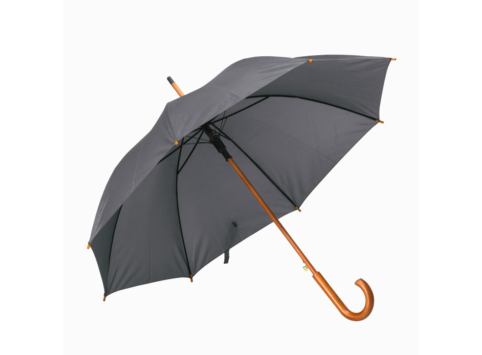 Ombrello automatico con fusto, puntale e manico in legno Gheddi