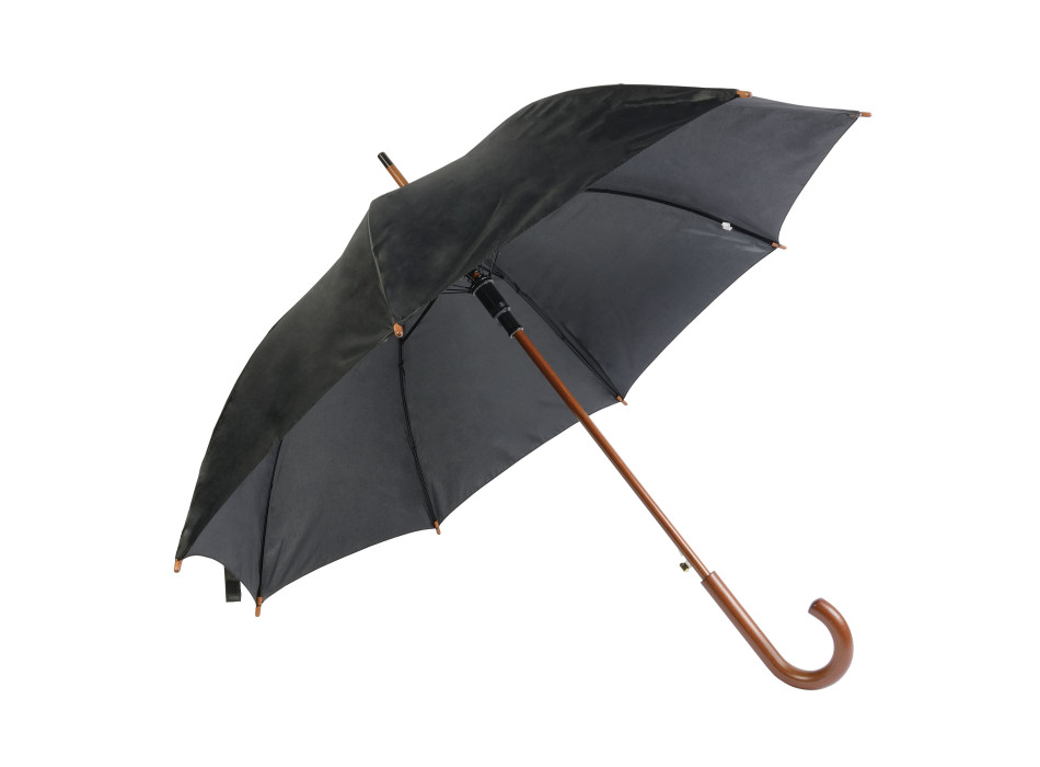 Ombrello automatico con fusto, puntale e manico in legno Gheddi