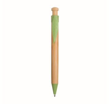 Penna a scatto in bamboo, paglia di grano (50%) e PP (50%)