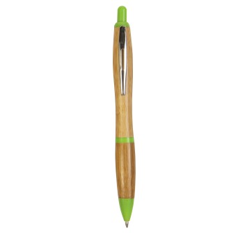 Penna a scatto in bambù con clip in metallo
