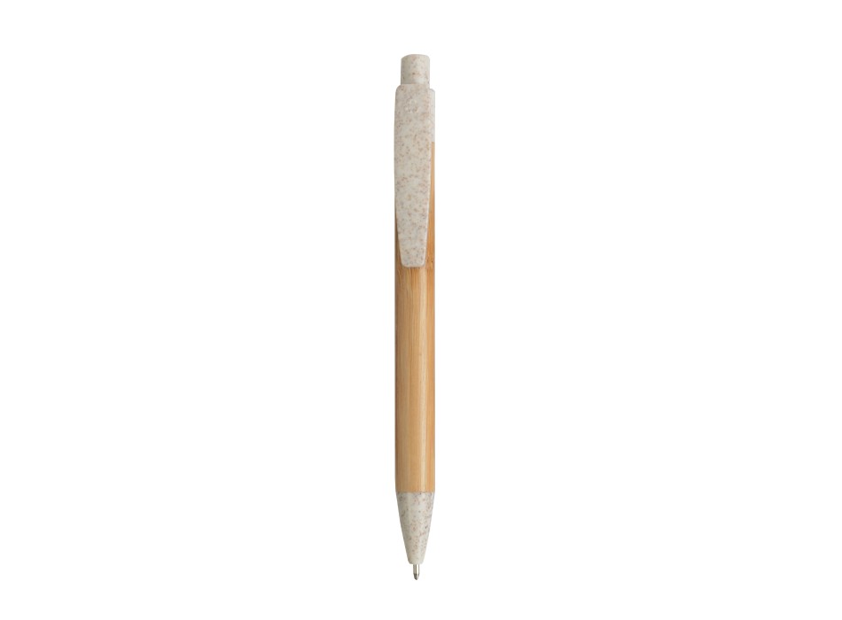 Penna a scatto in bambù con particolari in  paglia di grano (50%) e pp (50%)